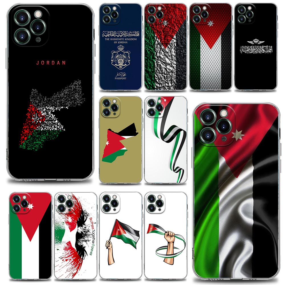 Phone Cases Jordan - Funda Transparente con Mapa y Bandera